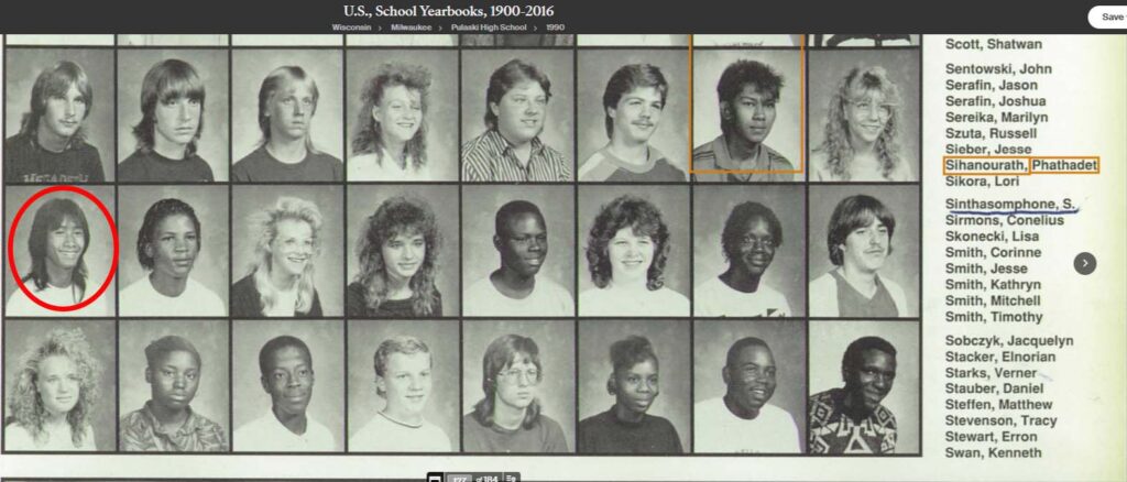 Somsack Sinthasomphone in his 1990 Pulaski High School yearbook photo