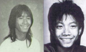 Side-by-side images showing Somsack Sinthasomphone’s 1990 high school yearbook photo next to the image widely identified as Konerak Sinthasomphone